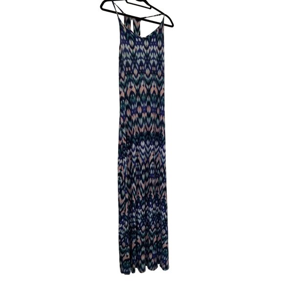 Cynthia Rowley Sleeveless Maxi Dress Blue & White Ikat Print Womens Size M Polye - Picture 2 of 4